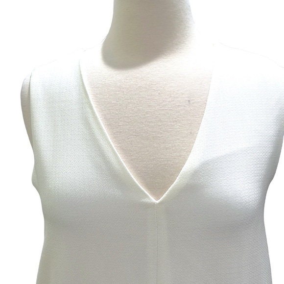 NWT FRNCH Vee Neck Shift Dress With Pockets Sleeveless SZ L Cream - Picture 2 of 8